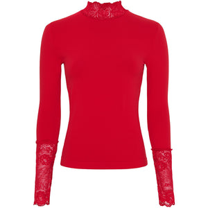 Microfiber T&S Abby Blouse turtle lace LS Turtleneck LS Rosso