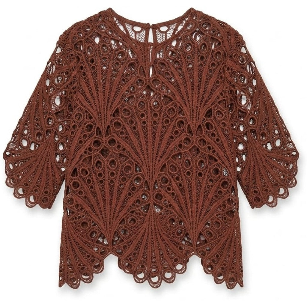 Clothing T&S Alvilda Lace Blouse Blouse Brown