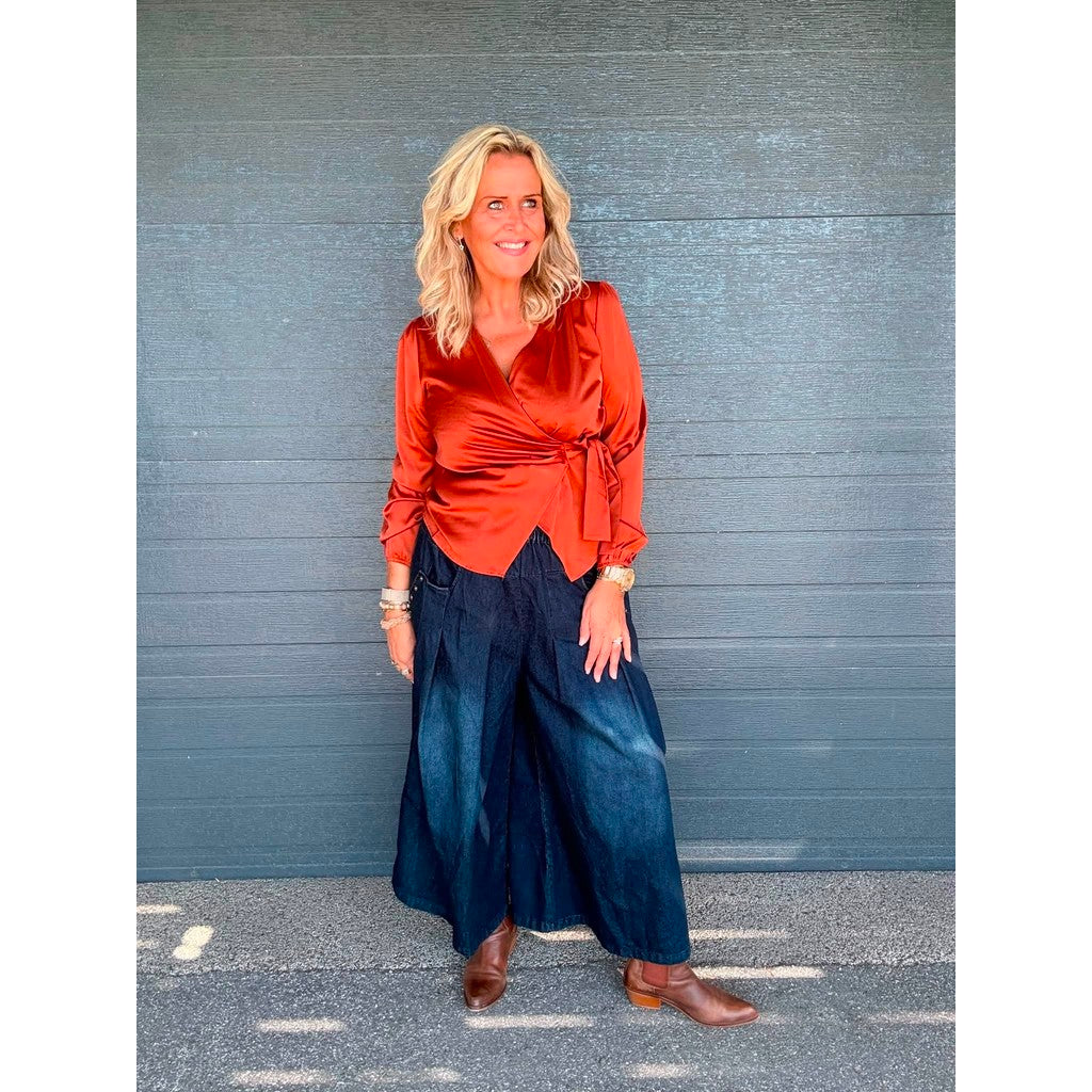 Clothing T&S Beate Wrap Blouse Blouse Cognac