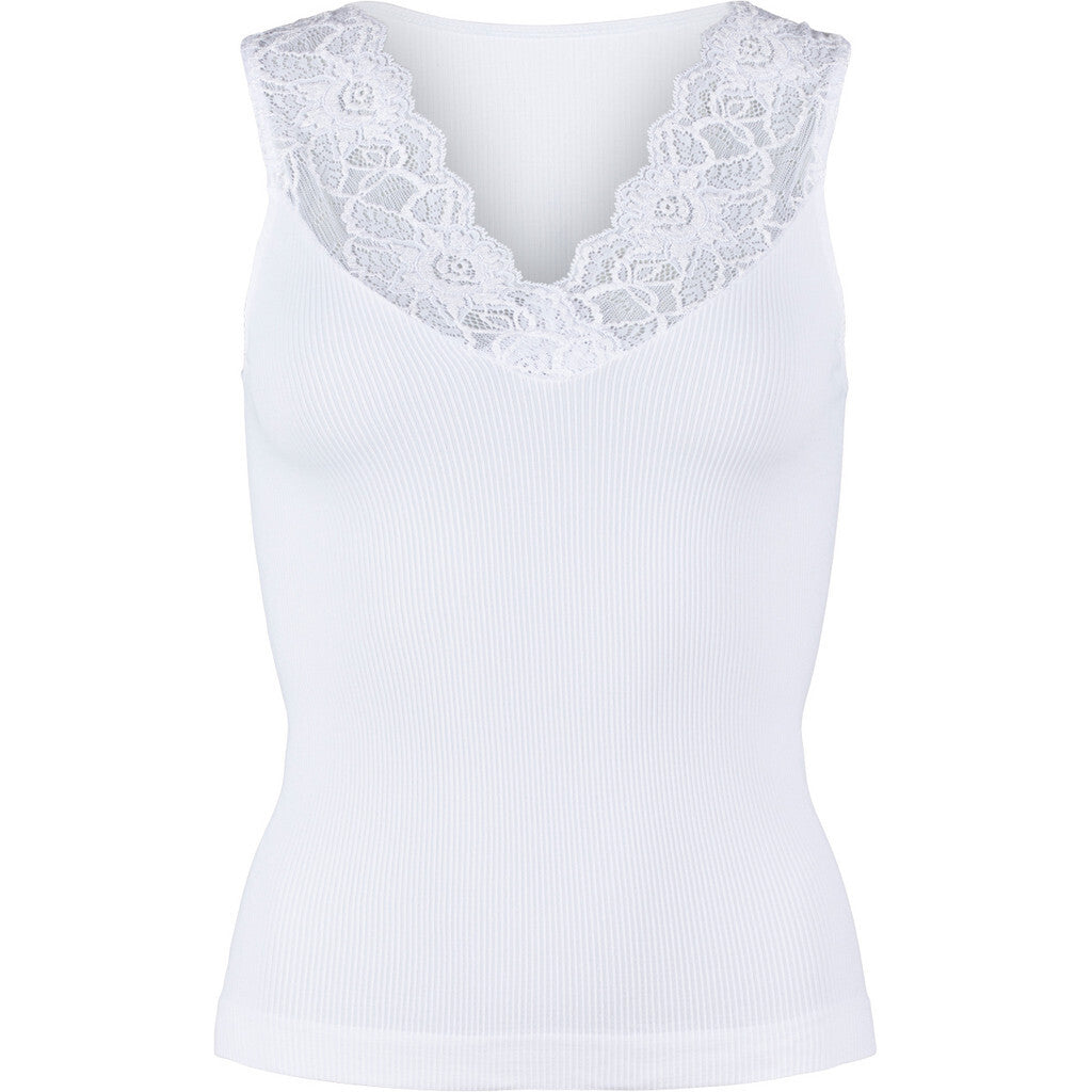 Microfiber T&S Belen rib v-lace Top Rib Top Bianco
