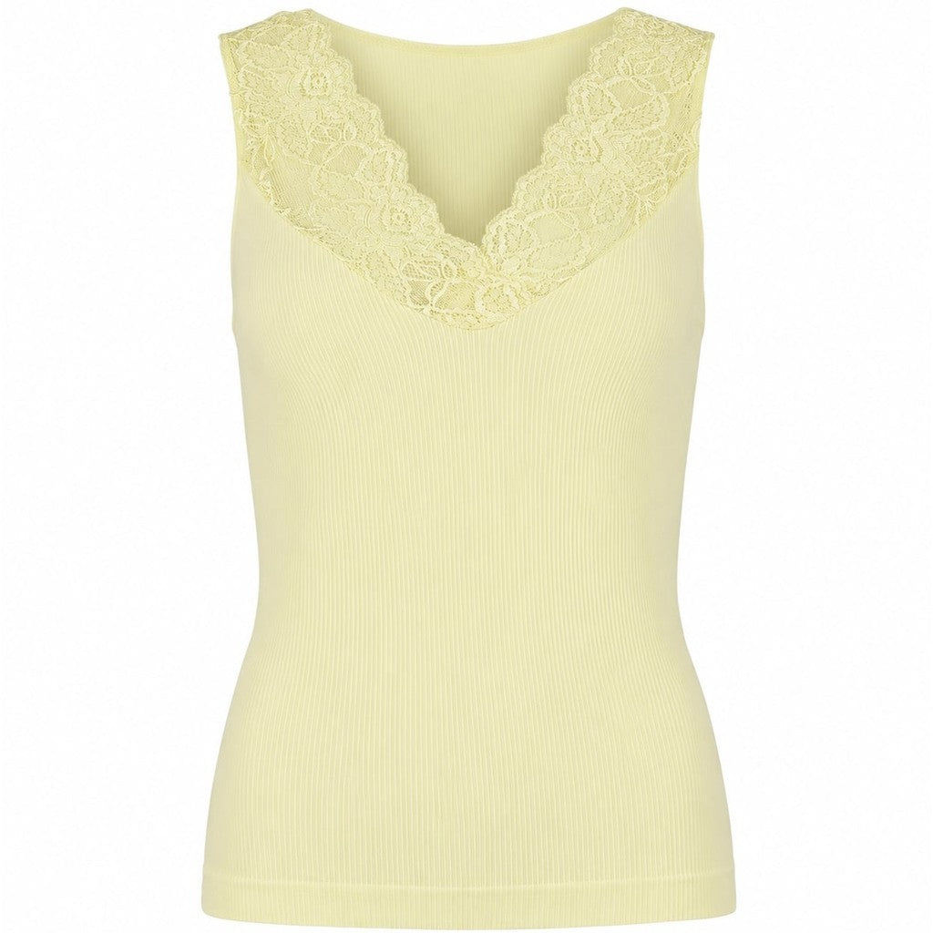 Microfiber T&S Belen rib v-lace Top Rib Top Crema