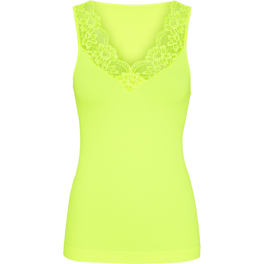 Microfiber T&S Belen rib v-lace Top Rib Top Giallo fluo