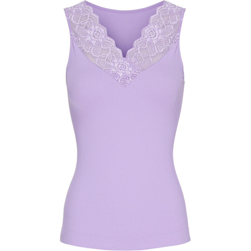 Microfiber T&S Belen rib v-lace Top Rib Top Lavanda