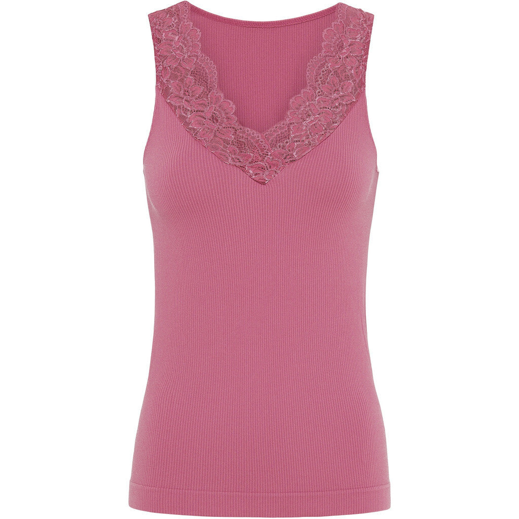 Microfiber T&S Belen rib v-lace Top Rib Top Malva