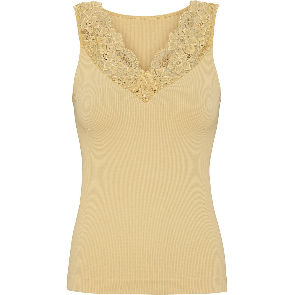 Microfiber T&S Belen rib v-lace Top Rib Top Mango
