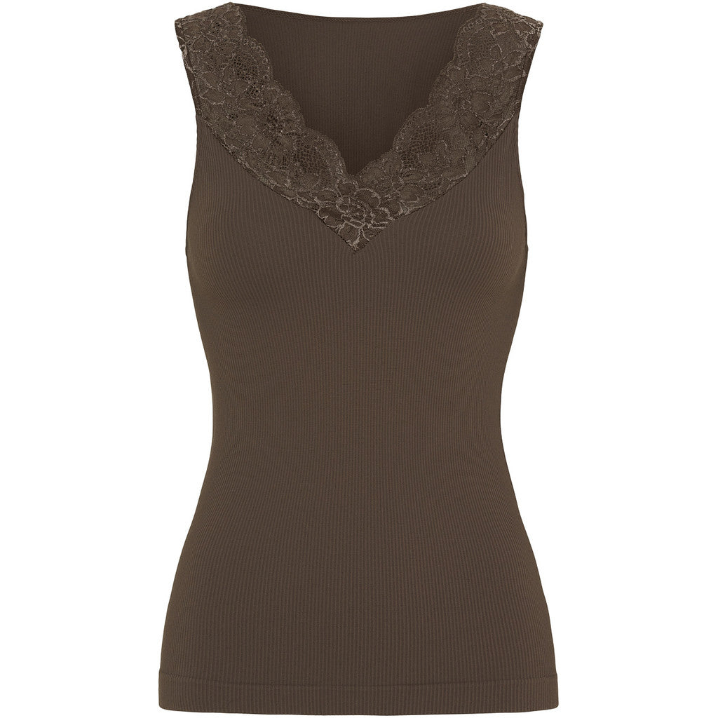 Microfiber T&S Belen rib v-lace Top Rib Top Noce