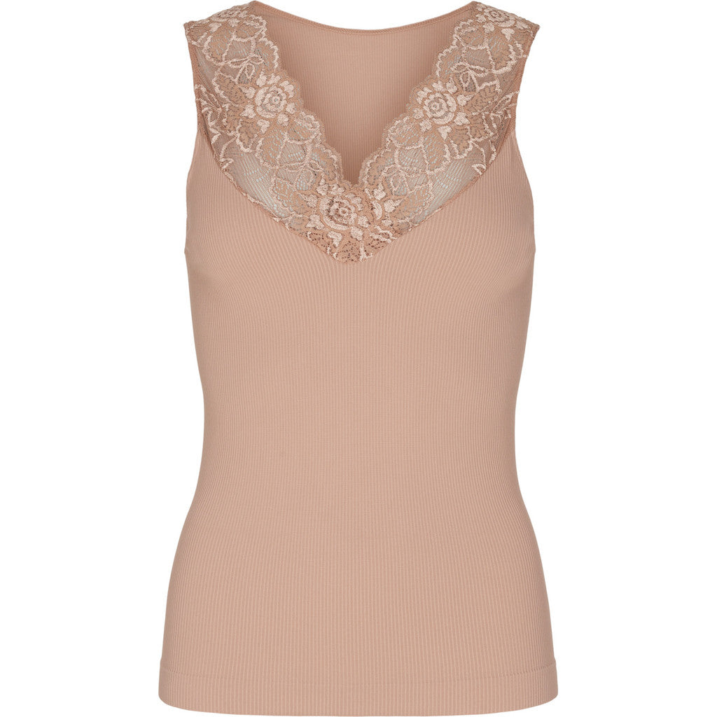 Microfiber T&S Belen rib v-lace Top Rib Top Nudo