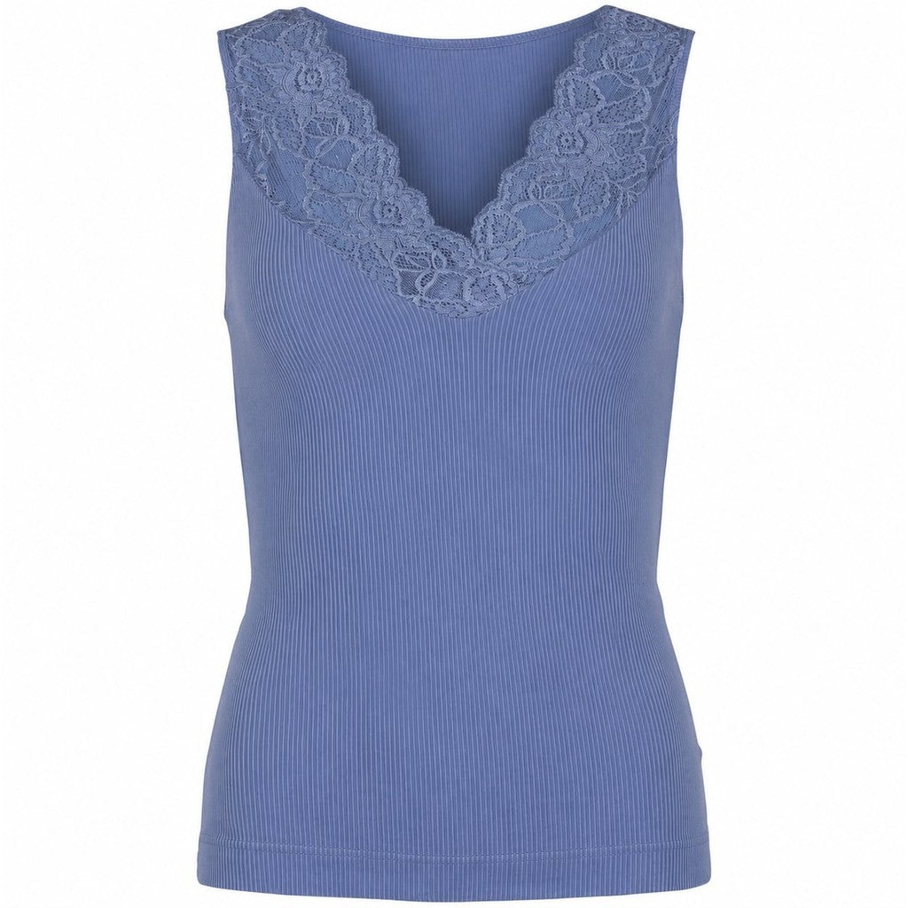 Microfiber T&S Belen rib v-lace Top Rib Top Oltremare