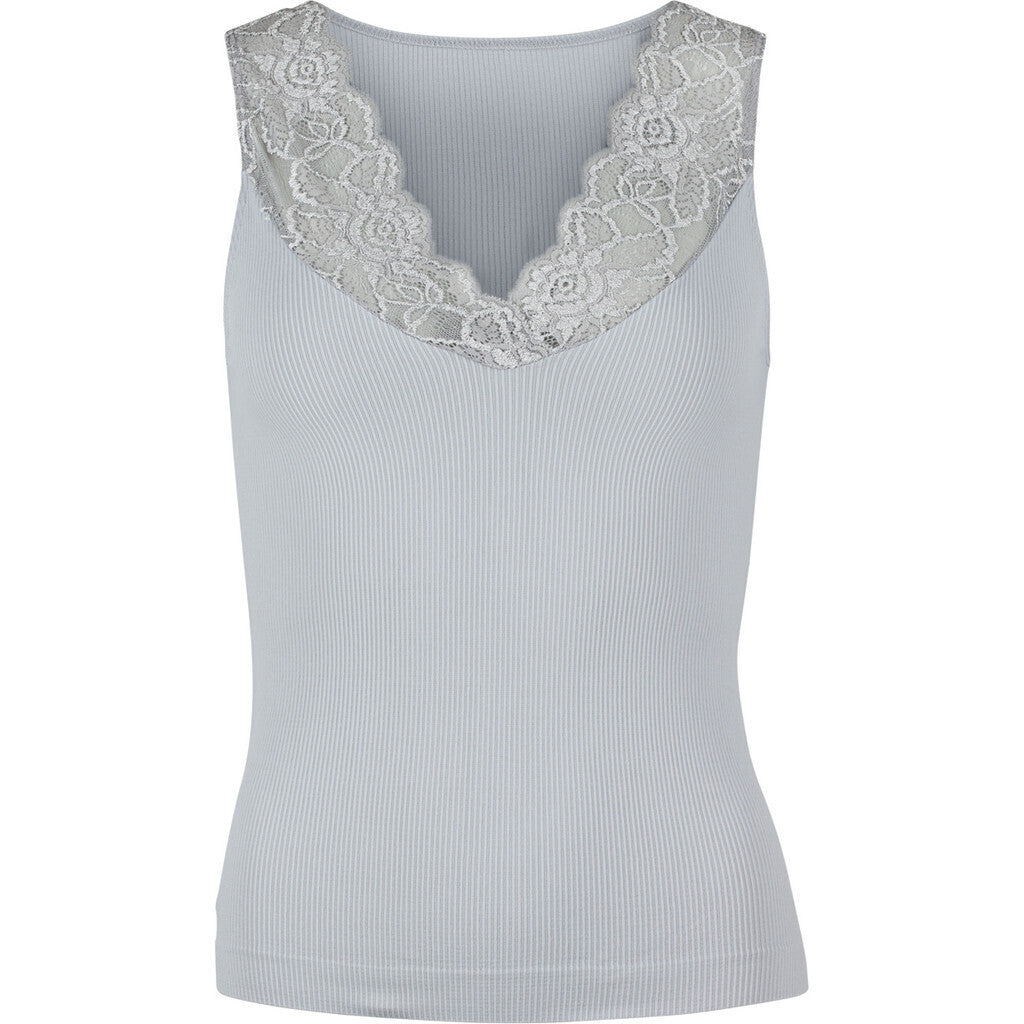 Microfiber T&S Belen rib v-lace Top Rib Top Perla