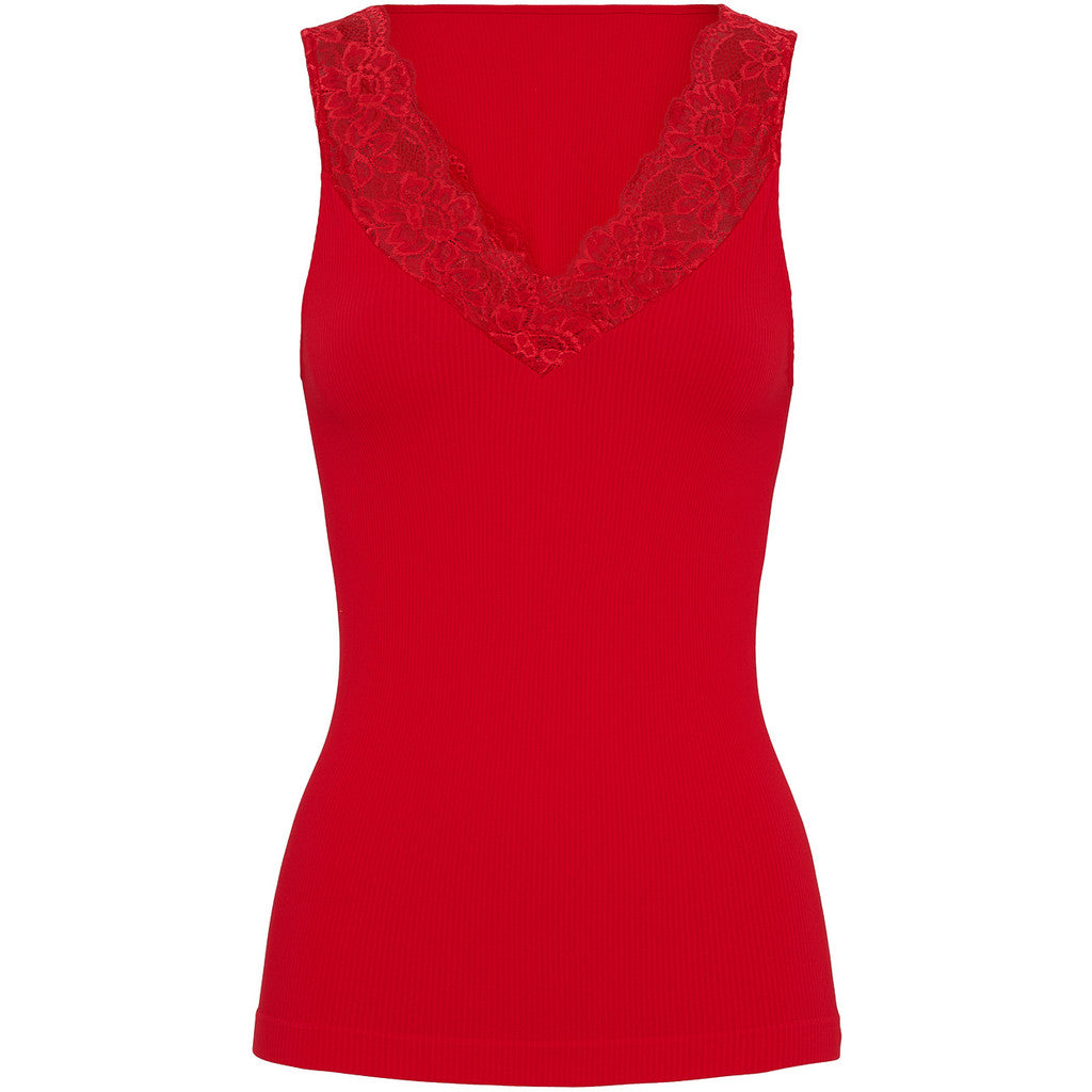 Microfiber T&S Belen rib v-lace Top Rib Top Rosso