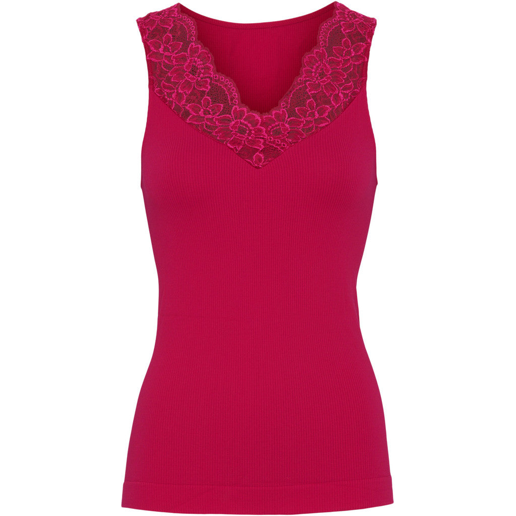 Microfiber T&S Belen rib v-lace Top Rib Top Sangria