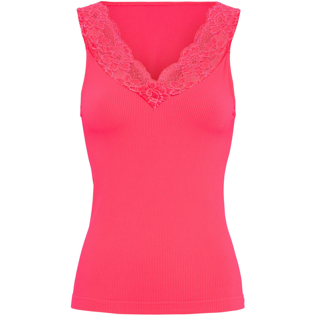 Microfiber T&S Belen rib v-lace Top Rib Top Scarlatto
