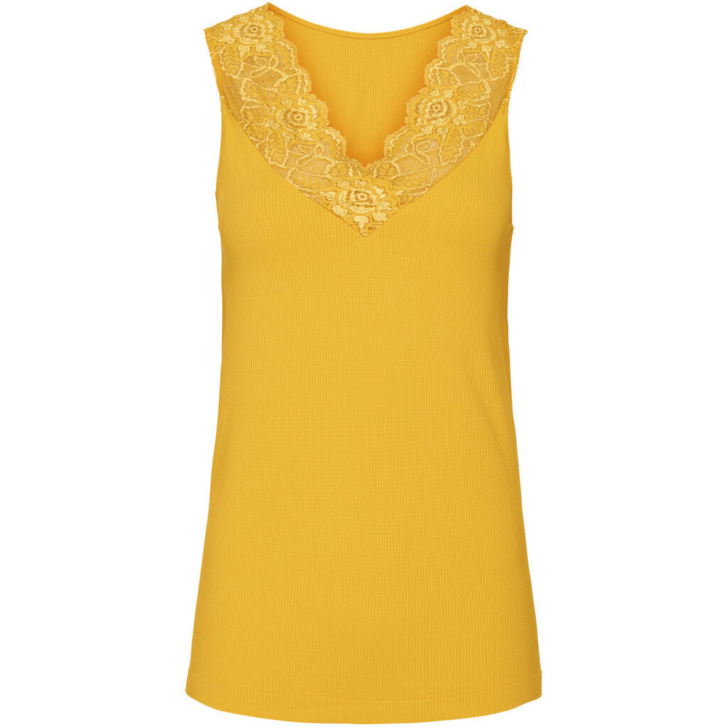 Microfiber T&S Belen rib v-lace Top Rib Top Senape