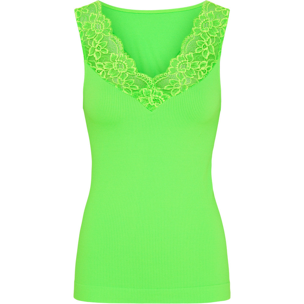 Microfiber T&S Belen rib v-lace Top Rib Top Verde Fluo