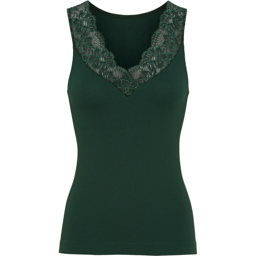 Microfiber T&S Belen rib v-lace Top Rib Top Verde scuro