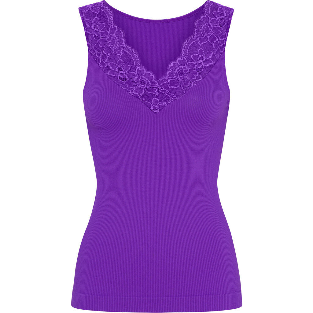 Microfiber T&S Belen rib v-lace Top Rib Top Viola