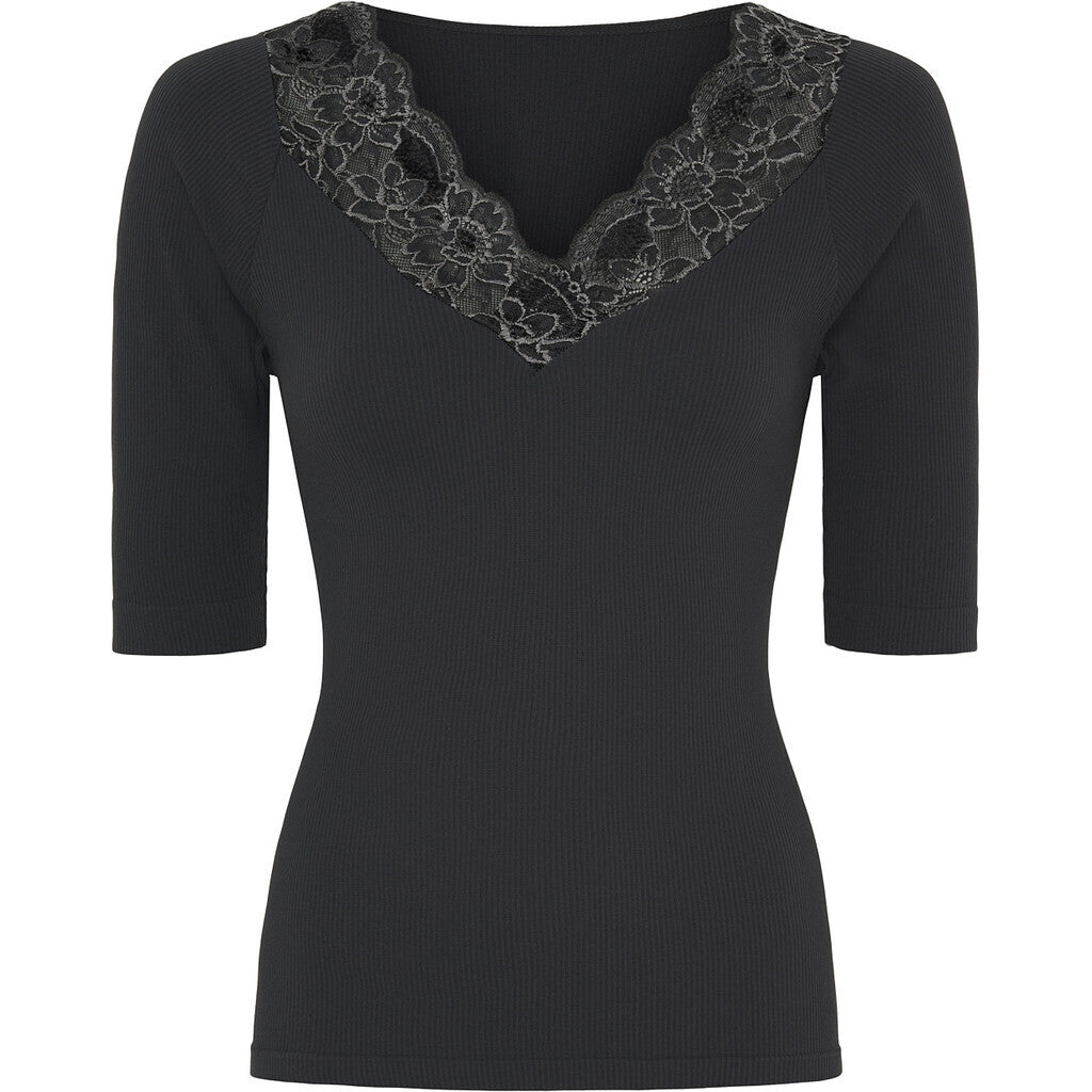 Microfiber T&S Belen rib v-lace Top SS Top SS Antracite
