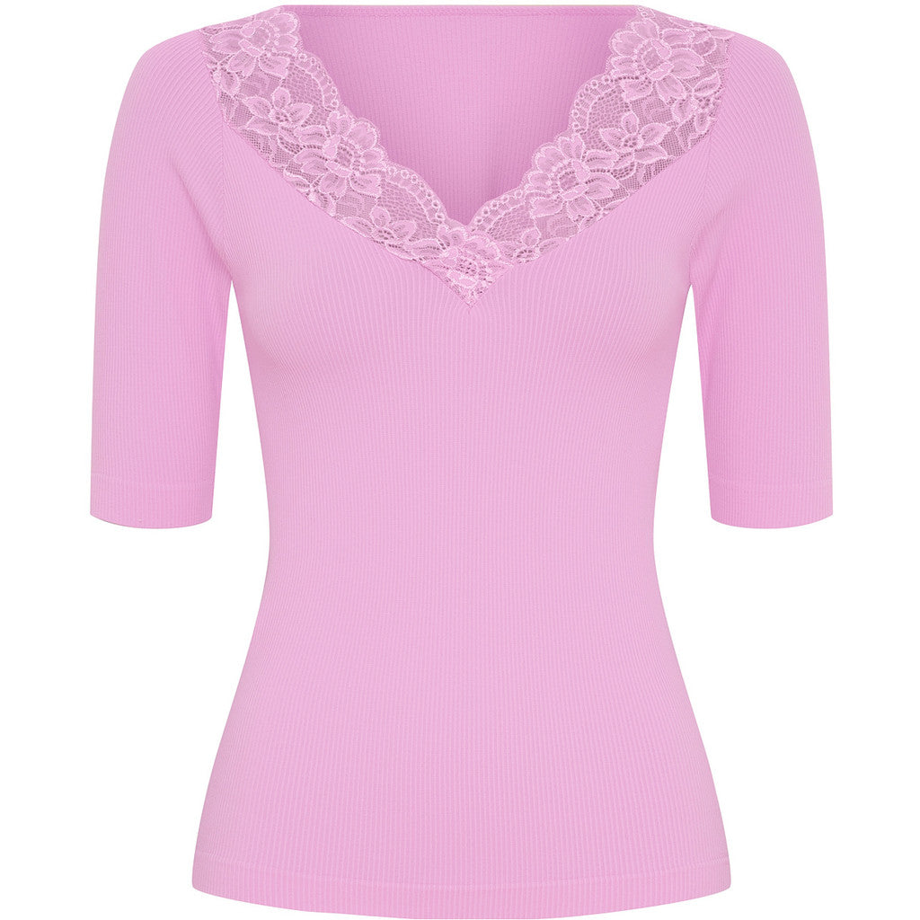 Microfiber T&S Belen rib v-lace Top SS Top SS Macaron