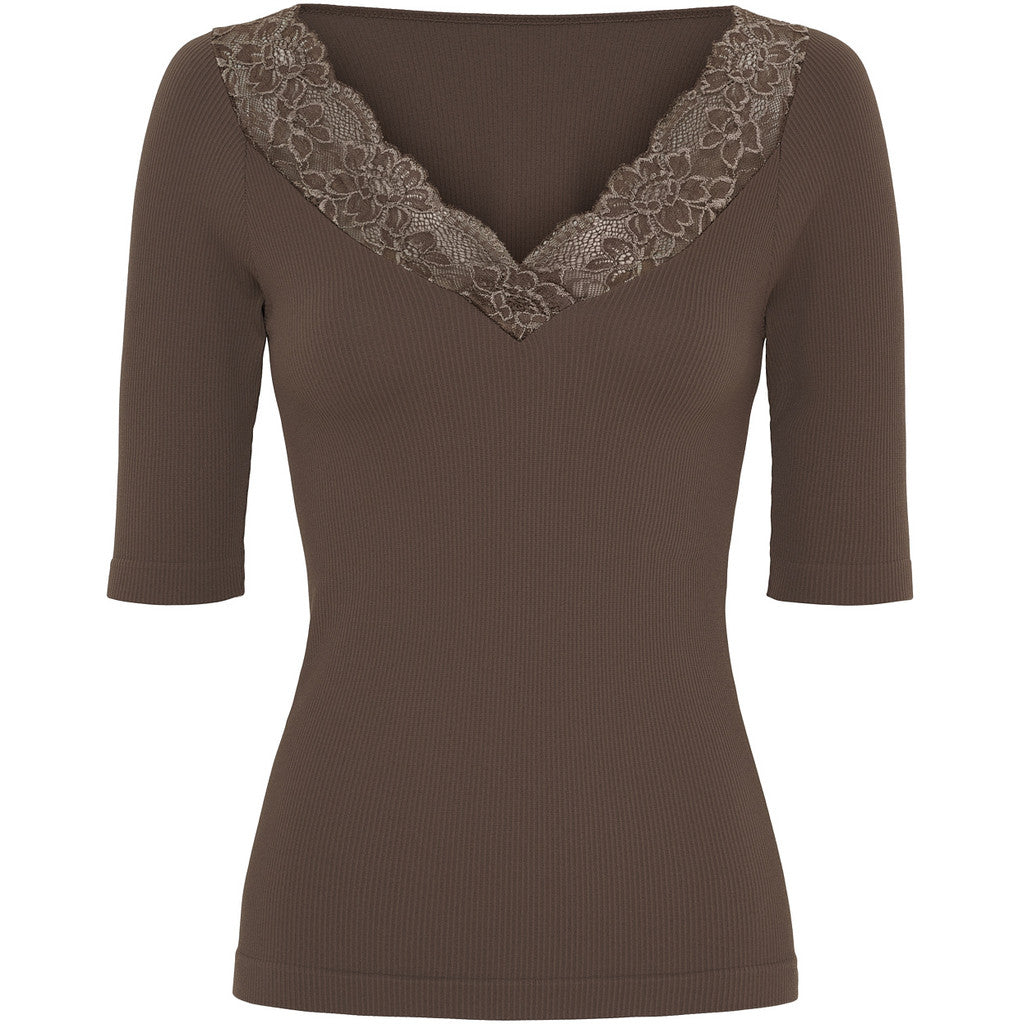 Microfiber T&S Belen rib v-lace Top SS Top SS Noce