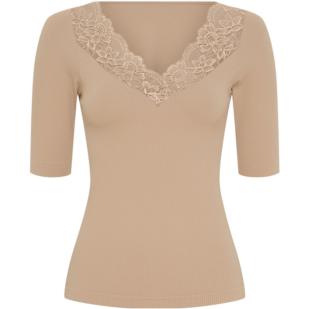 Microfiber T&S Belen rib v-lace Top SS Top SS Nudo