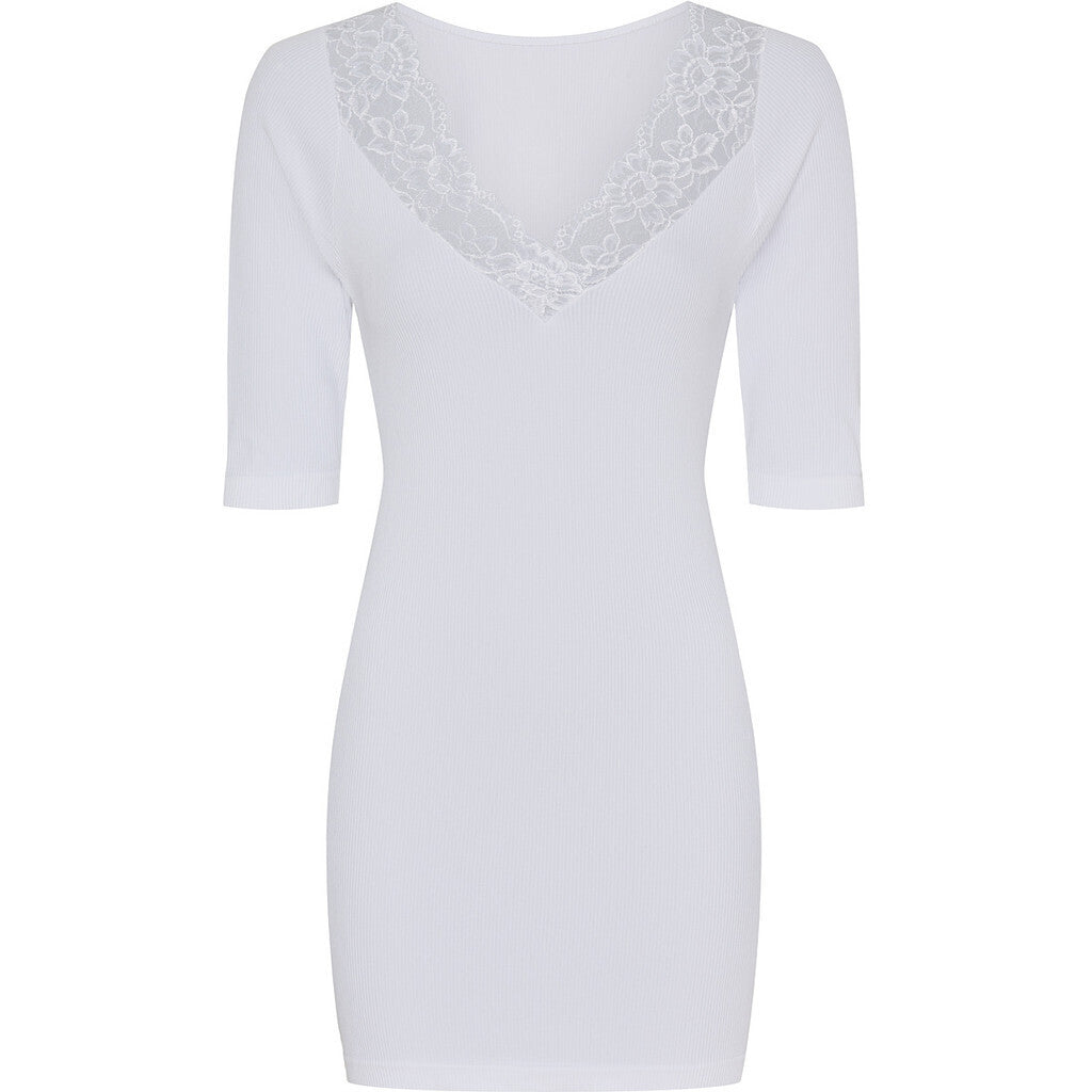 Microfiber T&S Belen rib v-lace Top SS Plus Top SS Bianco
