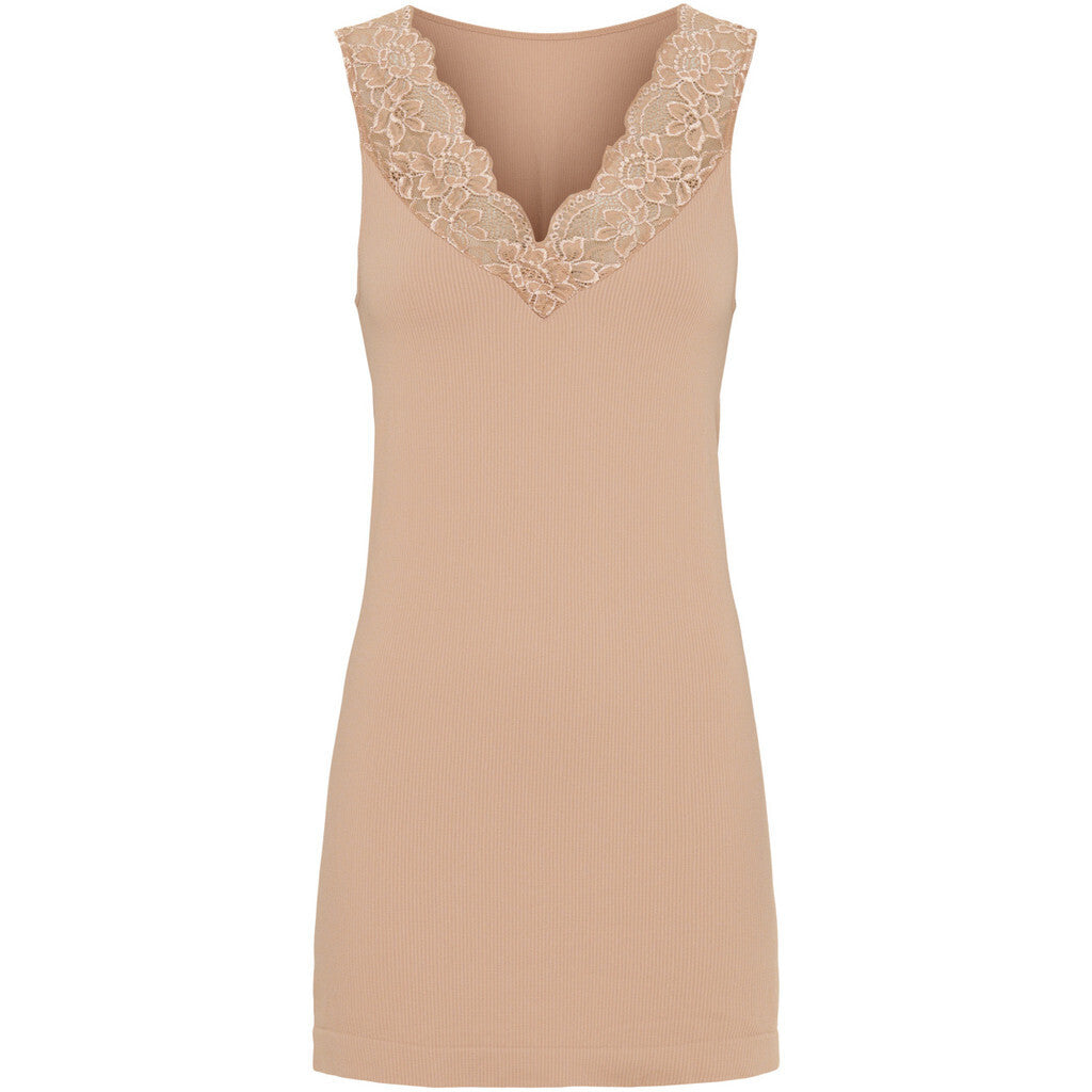 Microfiber T&S Belen rib v-lace top Plus Rib Top Nudo