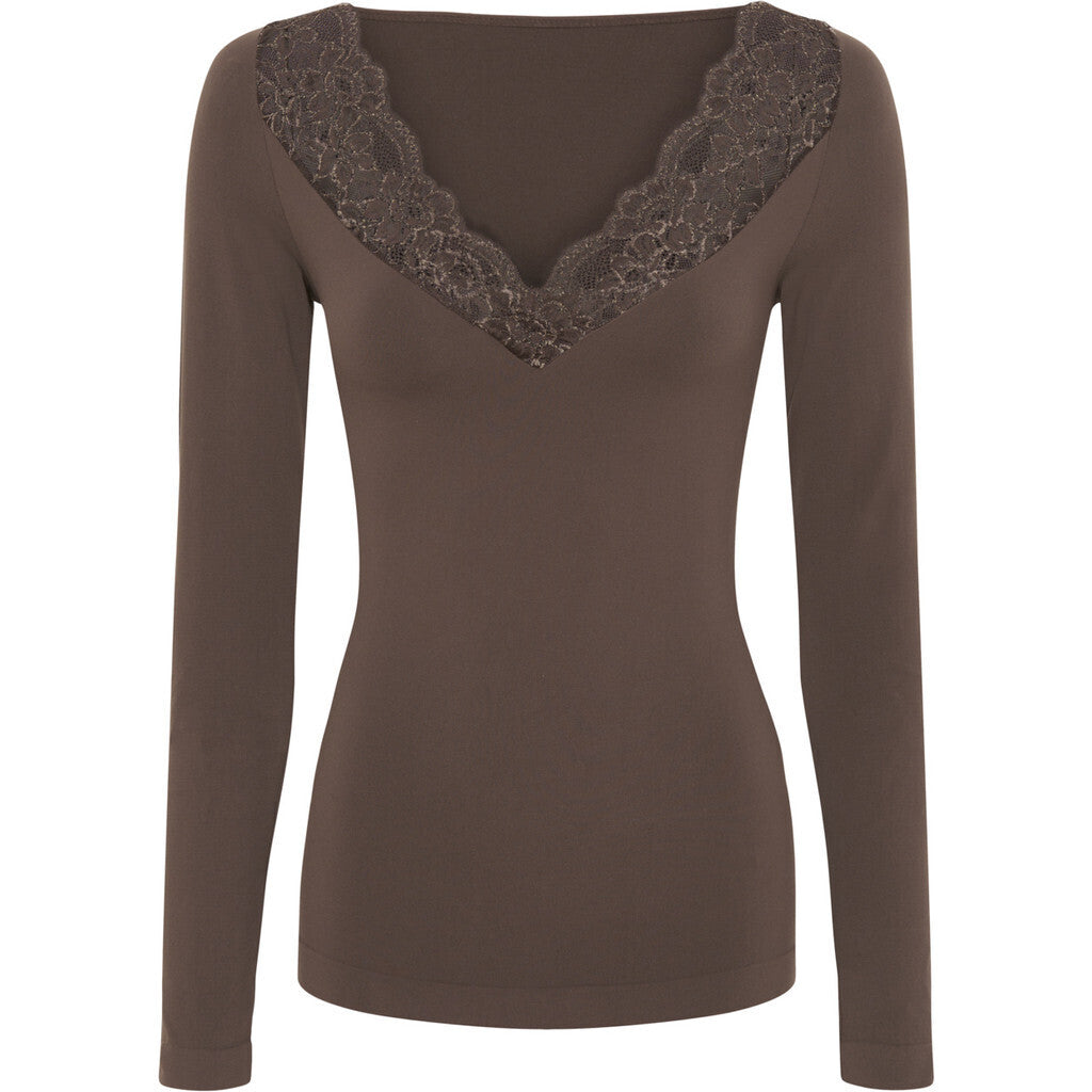 Microfiber T&S Belen v-lace Top LS Top LS Caffe