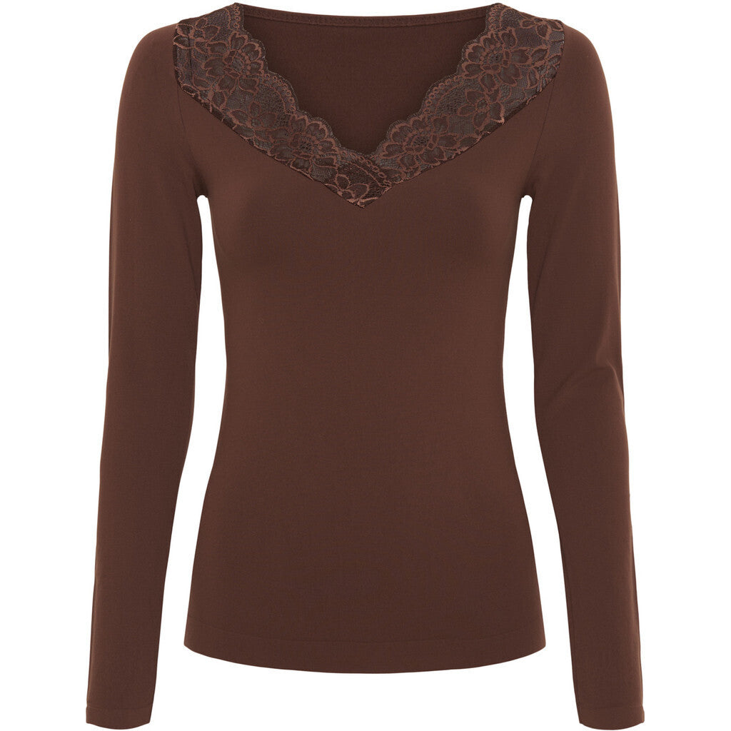 Microfiber T&S Belen v-lace Top LS Top LS Cioccolato