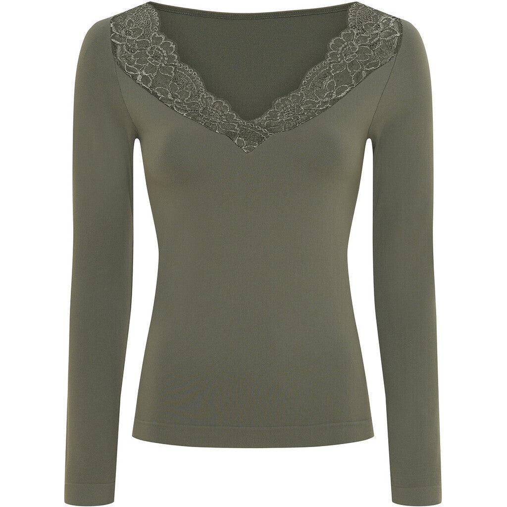 Microfiber T&S Belen v-lace Top LS Top LS Oliva