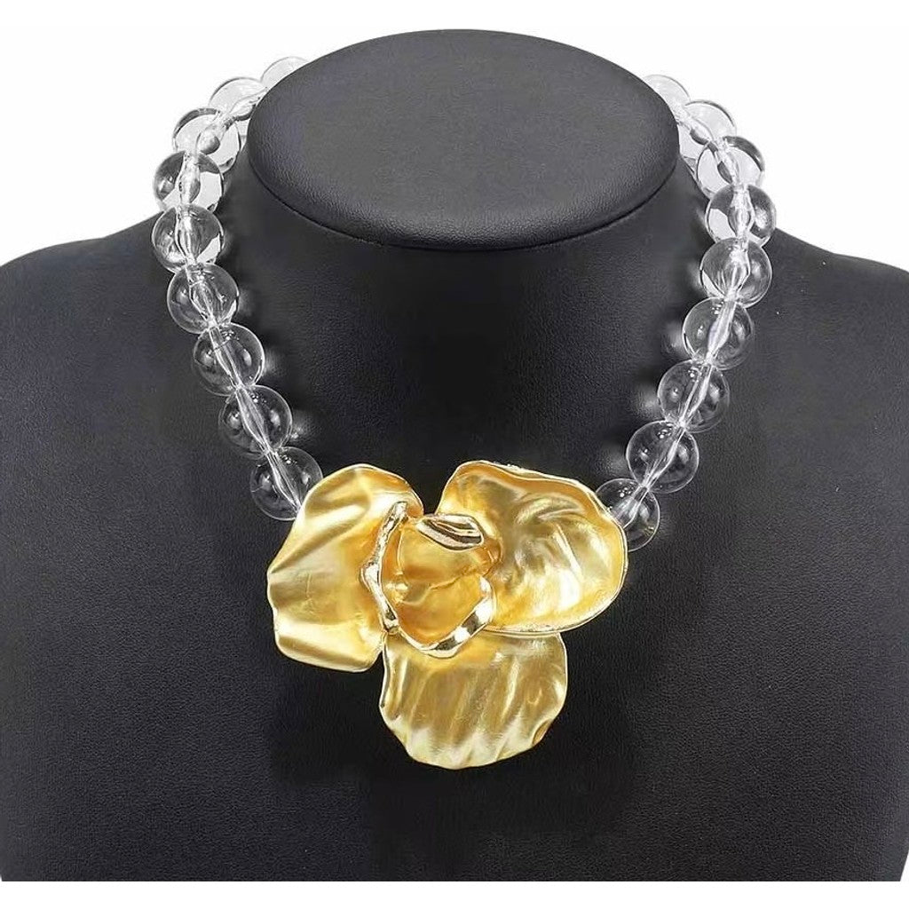 Jewelry T&S Big Flower Necklace Necklace Crystal-gold