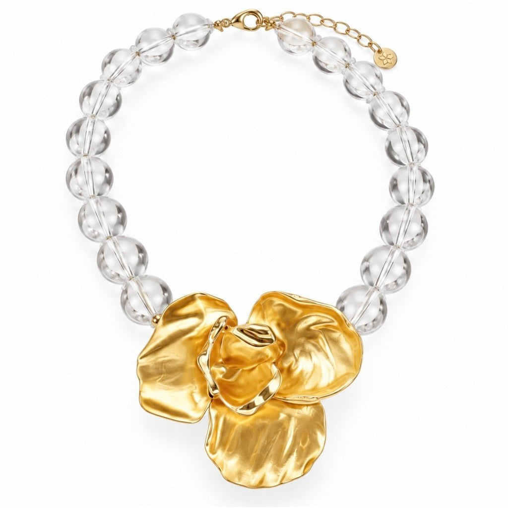 Jewelry T&S Big Flower Necklace Necklace Crystal-gold