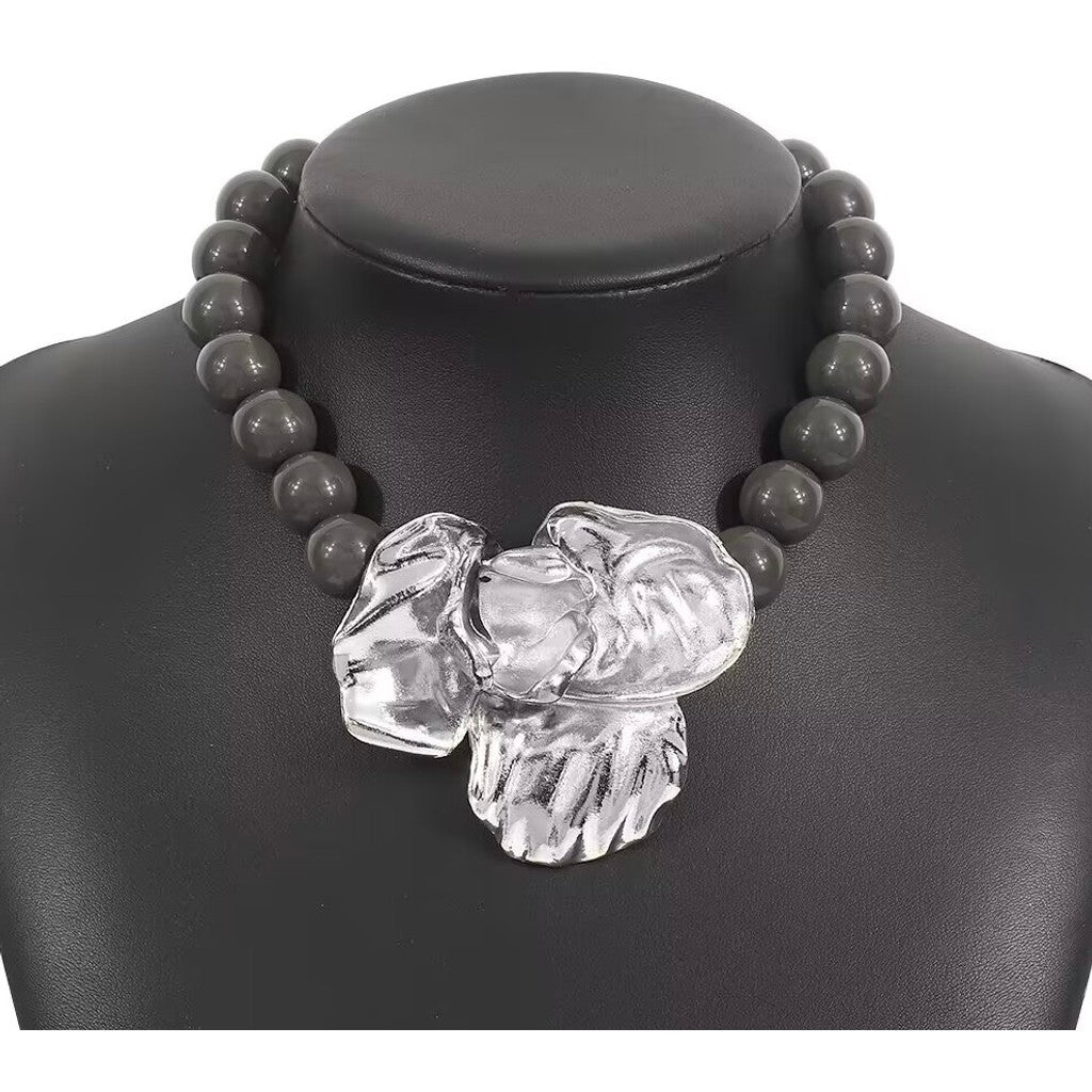 Jewelry T&S Big Flower Necklace Necklace Grey-silver