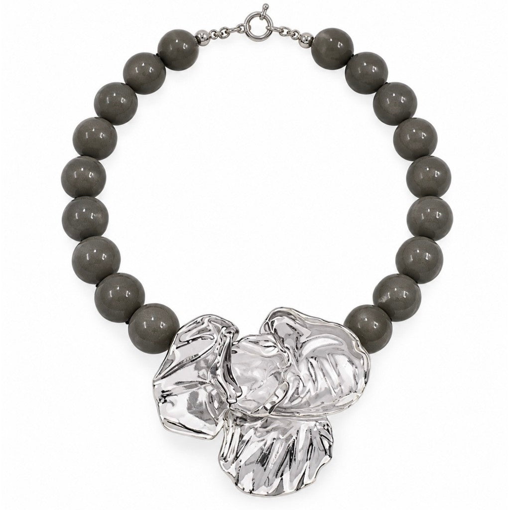 Jewelry T&S Big Flower Necklace Necklace Grey-silver