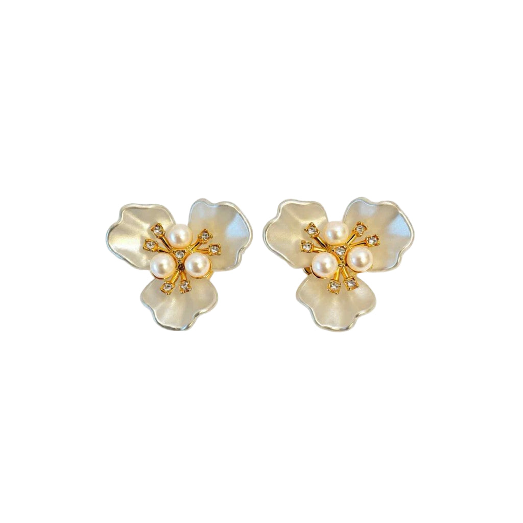 Jewelry T&S Button Cover Flower 3 leaves 2 pcs Botton Cover Gold