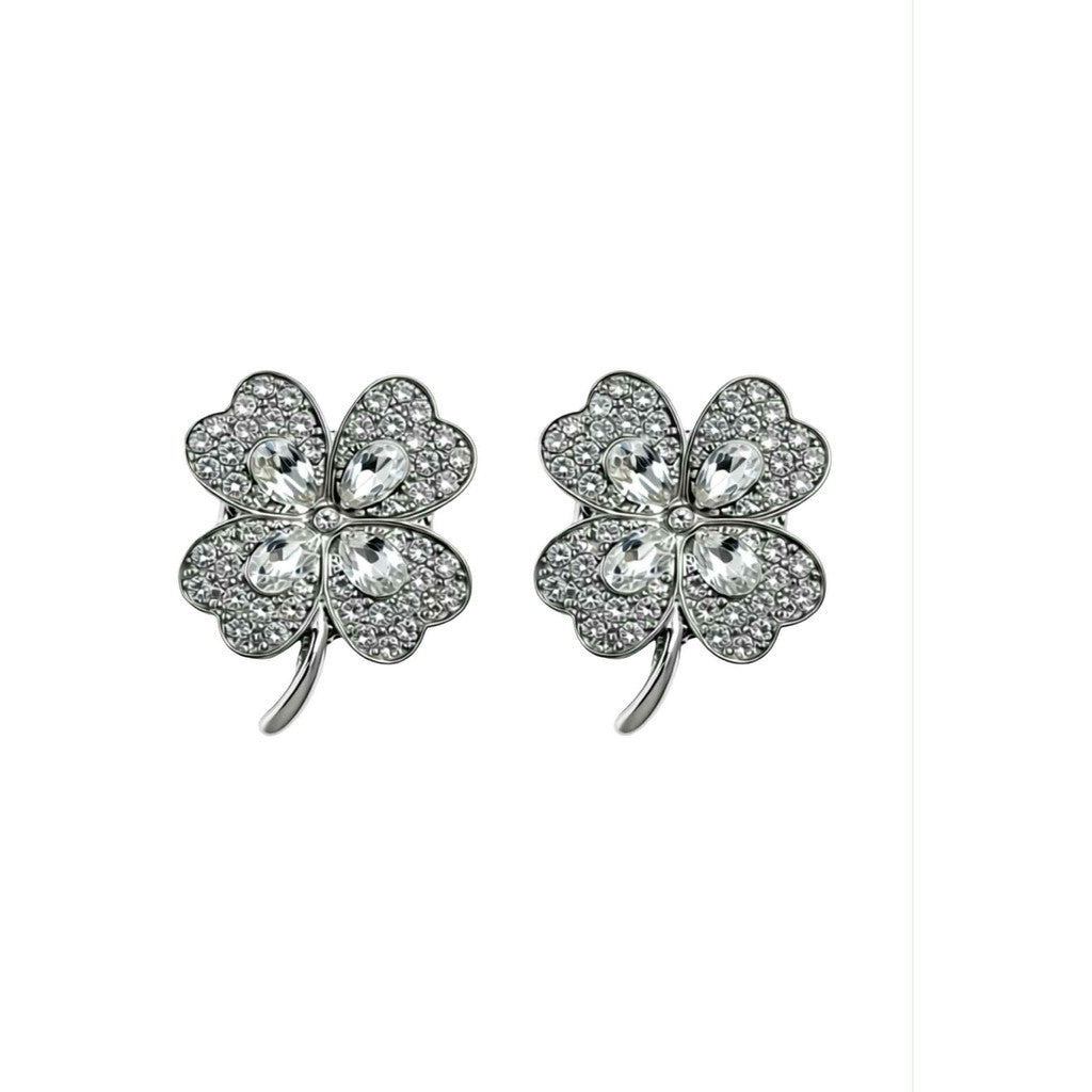 Jewelry T&S Button Cover Four Leaf 2 pcs Botton Cover Silver