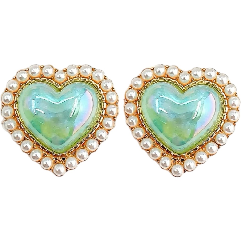 Jewelry T&S Button Cover Heart Pastel Color 2 pcs Botton Cover Mint
