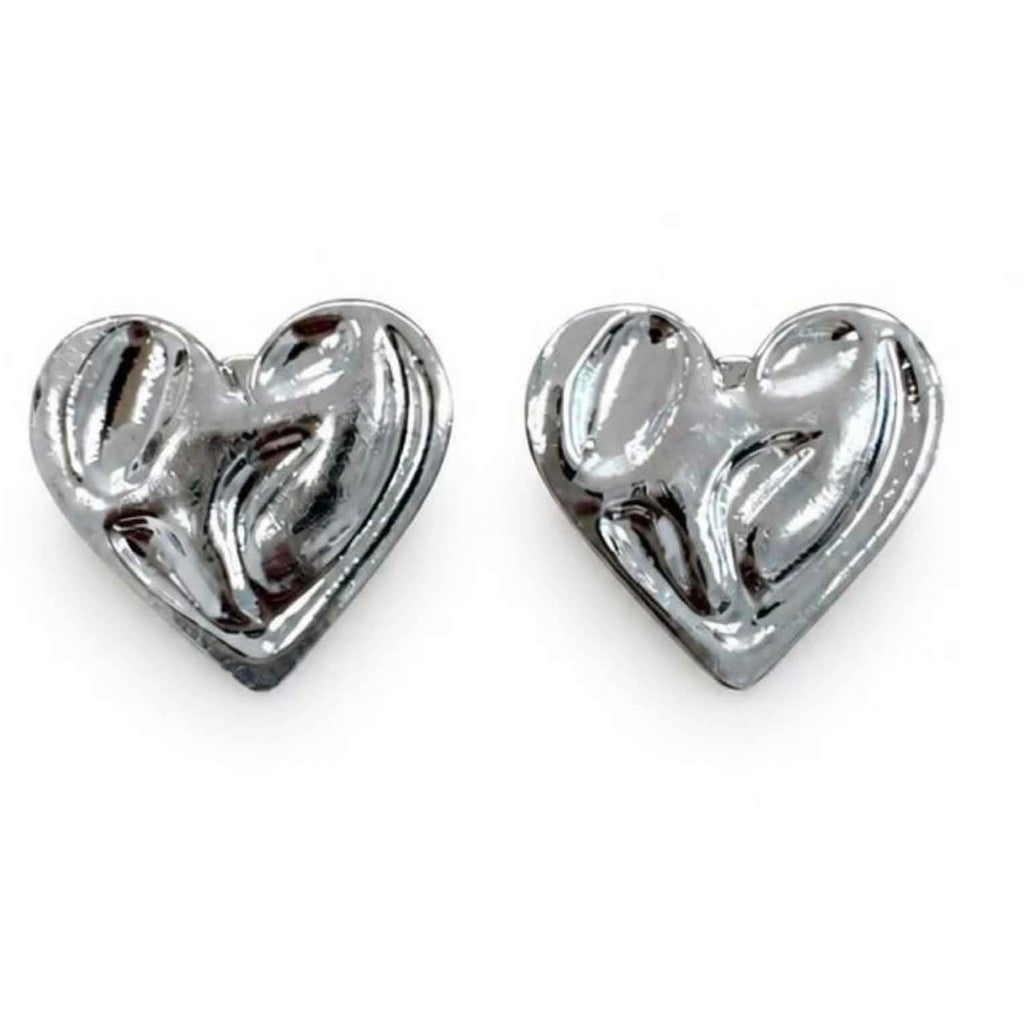 Jewelry T&S Button Cover Heart Solid 2 pcs Botton Cover Silver