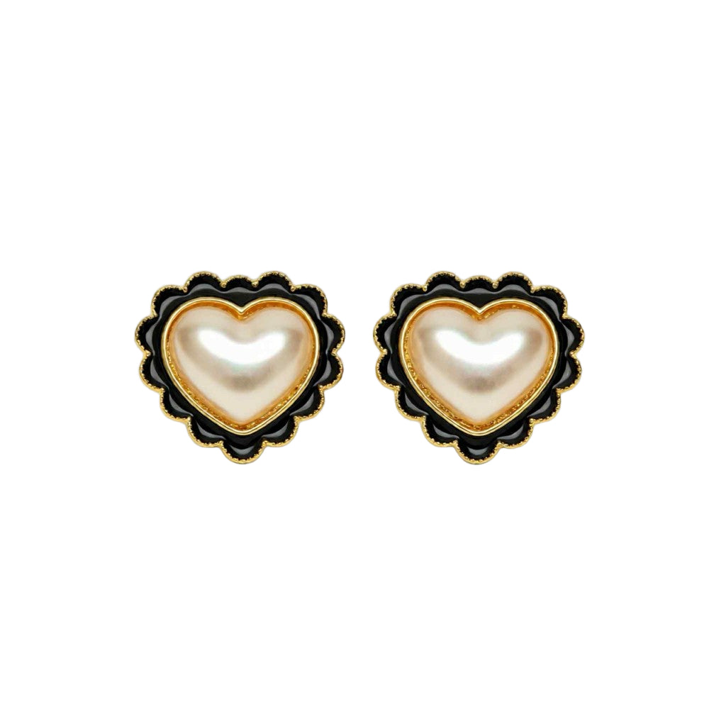Jewelry T&S Button Cover Heart White/black 2 pcs Botton Cover Gold