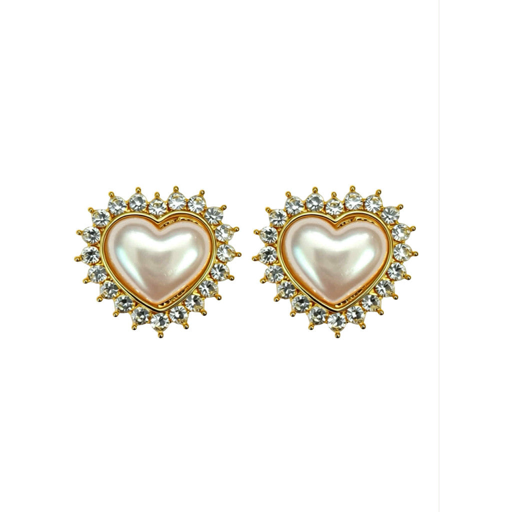 Jewelry T&S Button Cover Heart White/glass 2 pcs Botton Cover Gold