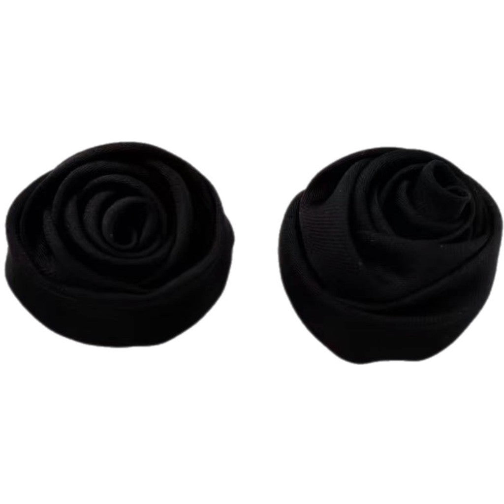 Jewelry T&S Button Cover Small Flower Silk 2 pcs Botton Cover Black