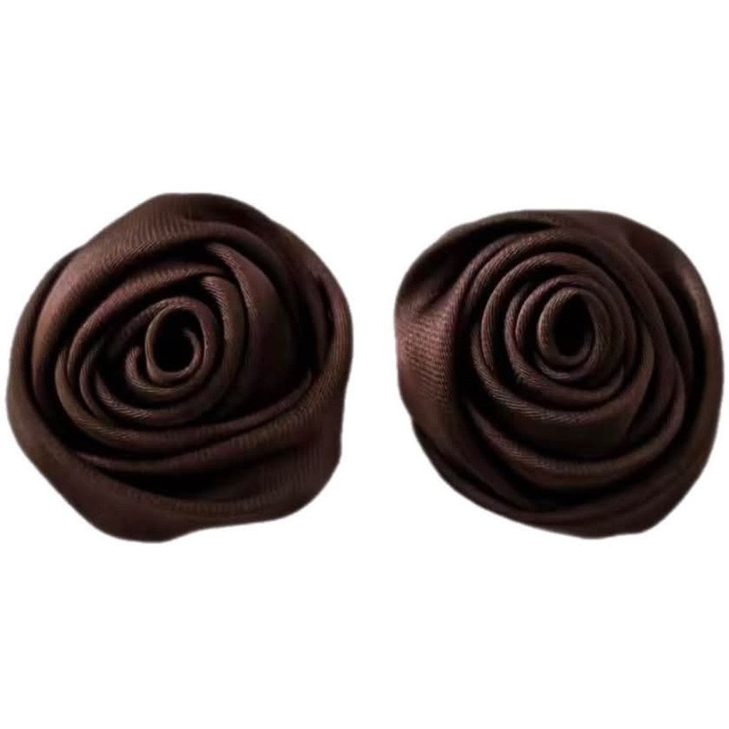 Jewelry T&S Button Cover Small Flower Silk 2 pcs Botton Cover Brown
