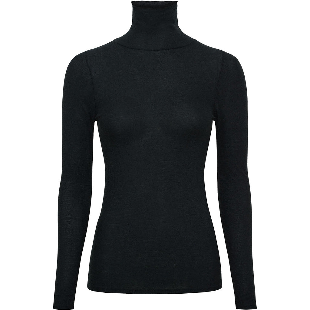 Microfiber T&S Cashmere Turtle Neck Blouse LS Blouse Nero