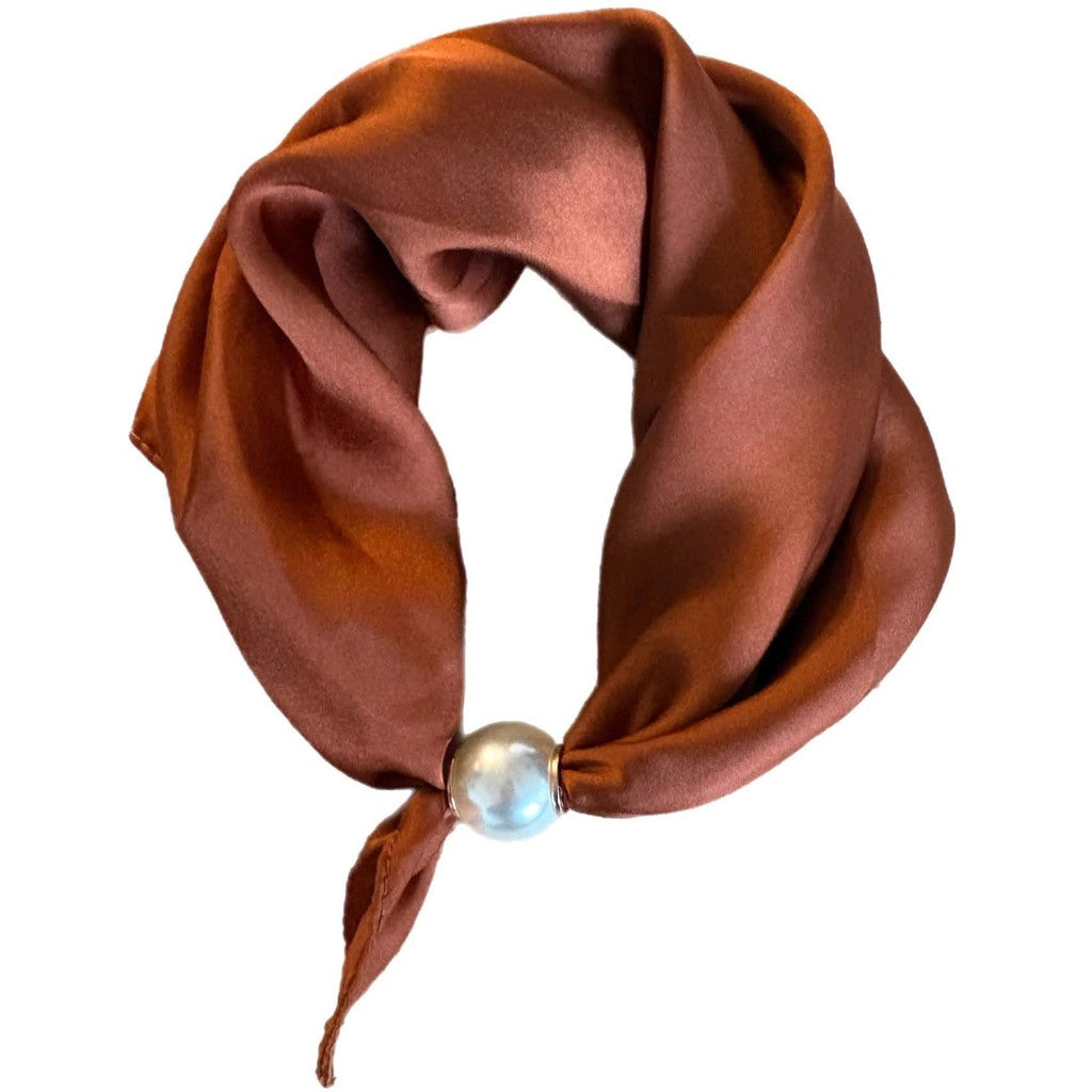 Scarf T&S Chloe Scarf w. magnetic pearl Scarf Bric red