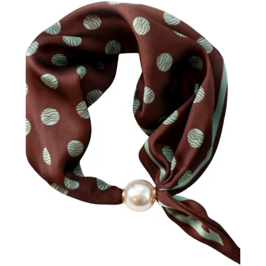 Jewelry T&S Chloe Scarf w. magnetic pearl Scarf Brown-mint