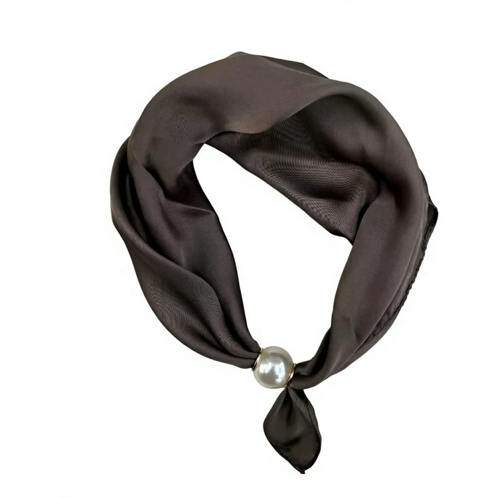 Scarf T&S Chloe Scarf w. magnetic pearl Scarf Coffee