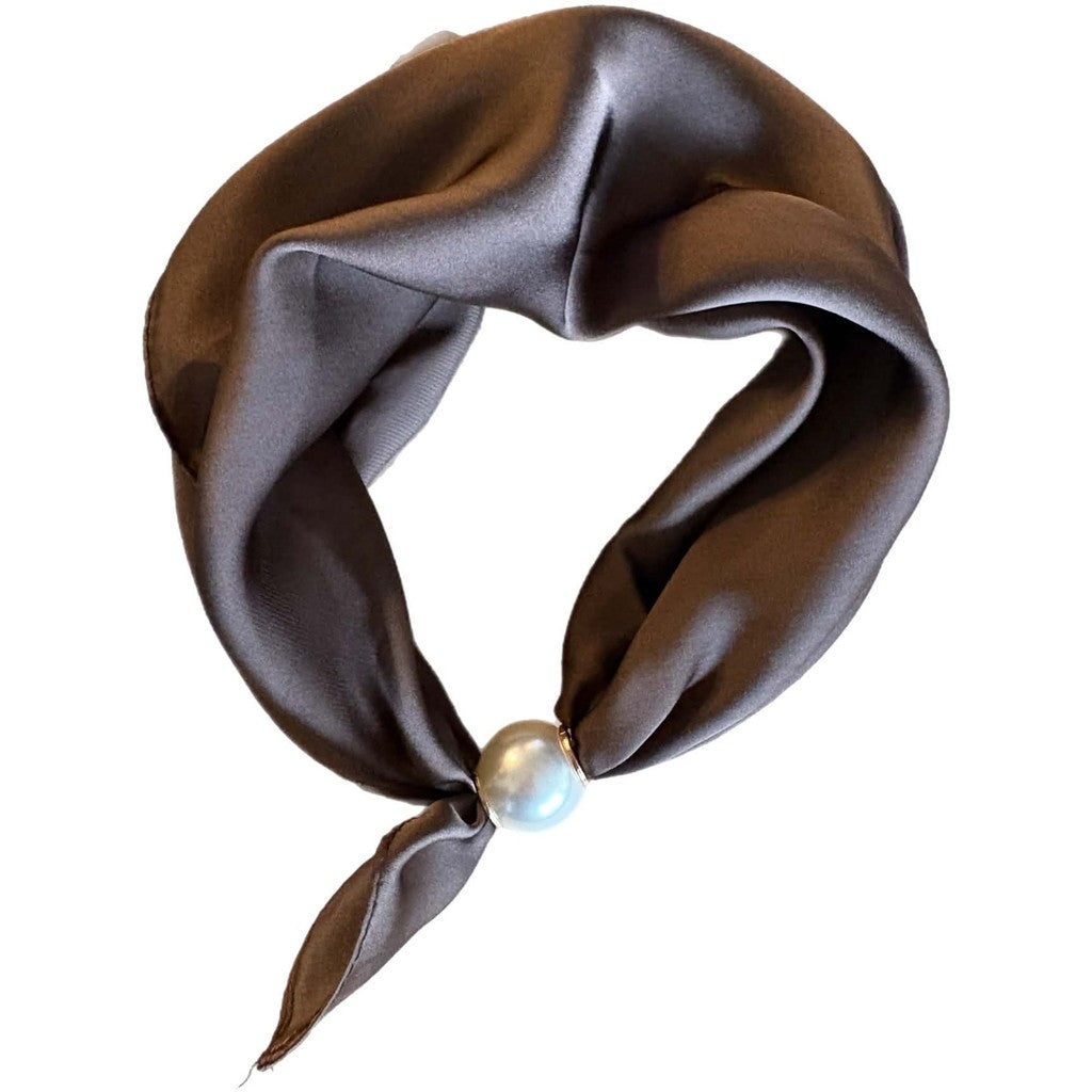 Scarf T&S Chloe Scarf w. magnetic pearl Scarf Coffee