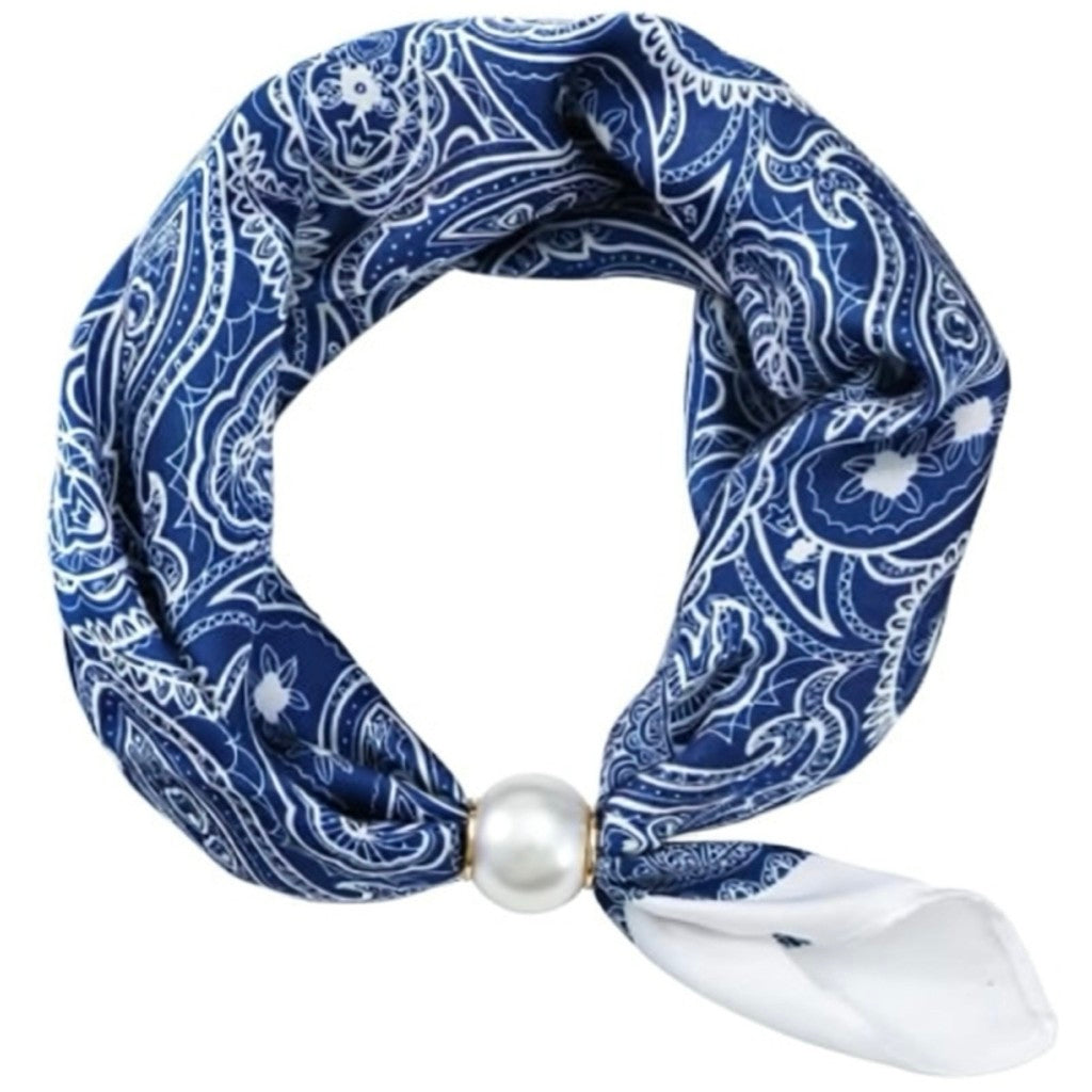 Scarf T&S Chloe Scarf w. magnetic pearl Scarf Denim