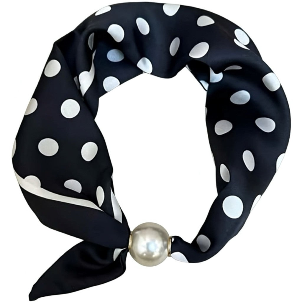 Scarf T&S Chloe Scarf w. magnetic pearl Scarf Dot black