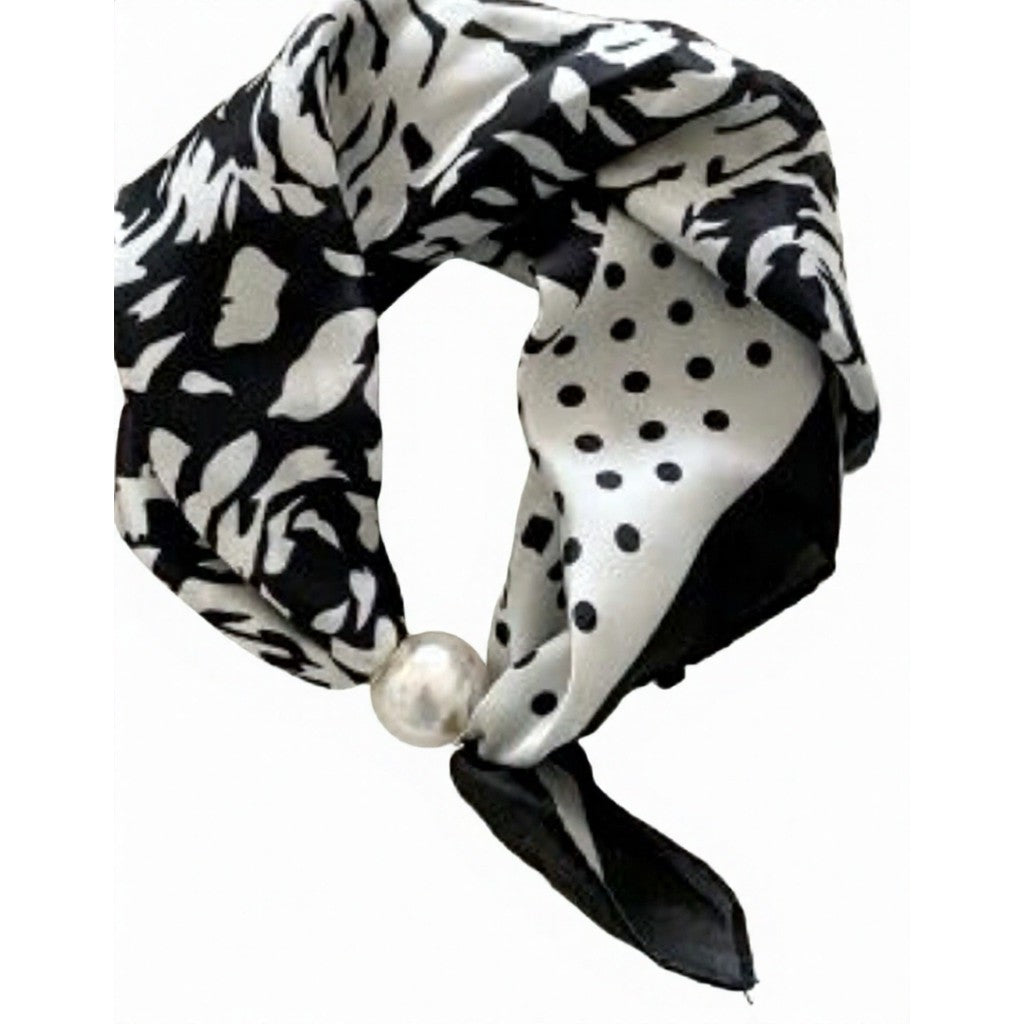 Jewelry T&S Chloe Scarf w. magnetic pearl Scarf Flower/dot