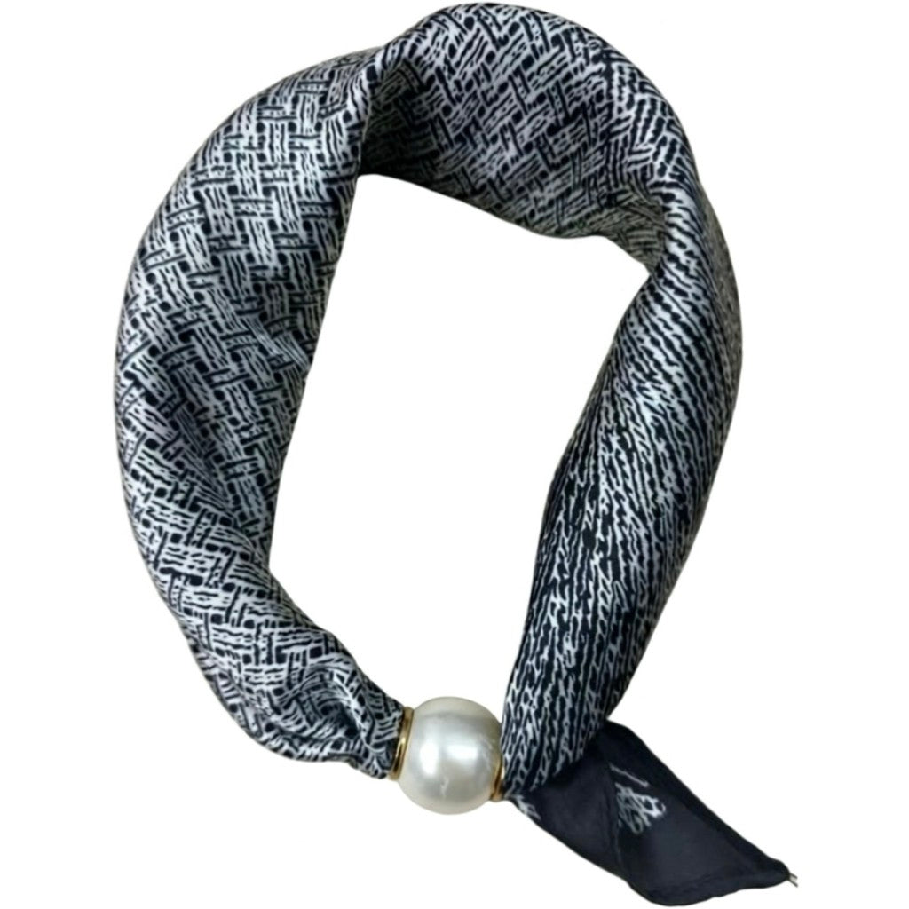 Scarf T&S Chloe Scarf w. magnetic pearl Scarf Melange blue